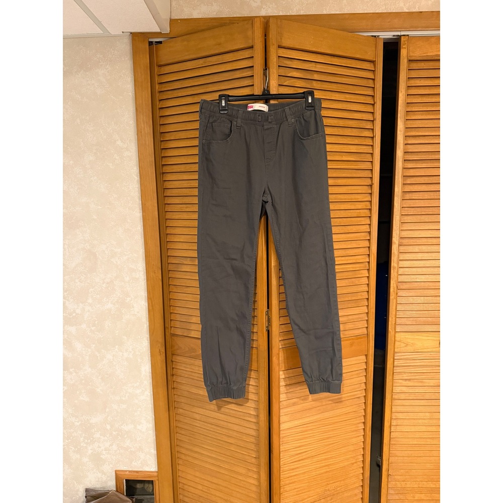 Levis Boys XL Jogger Pants Grey Elastic Waist Stretch Twill Athleisure Skater